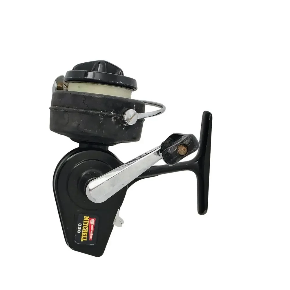 Garcia Mitchell 320 Black Metal Spinning Fishing Reel France 0417539 Brevette - Picture 1 of 8